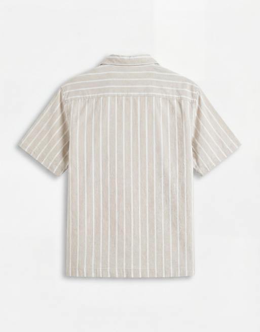 ASOS DESIGN relaxed linen look stripe shirt in green (part of a set), 7 of 9