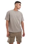 [ASOS DESIGN] ASOS DESIGN relaxed linen look t-shirt with pocket in brown XS Cinder