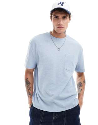 ASOS DESIGN relaxed linen look t-shirt with pocket in light blue