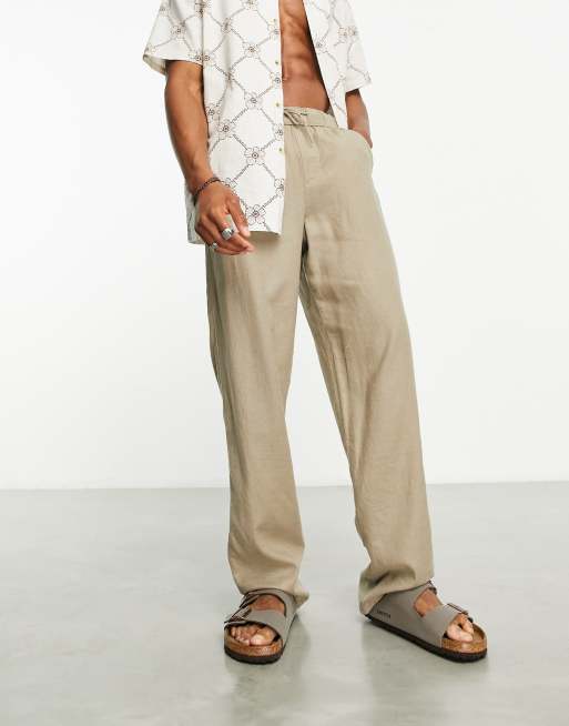 ASOS DESIGN relaxed linen pants in brown ASOS
