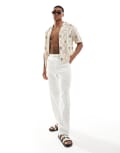 [ASOS DESIGN] ASOS DESIGN relaxed linen pants in white with elasticated waist 4XL White