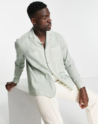 ASOS DESIGN relaxed linen shirt with pleats and four pocket detail | ASOS