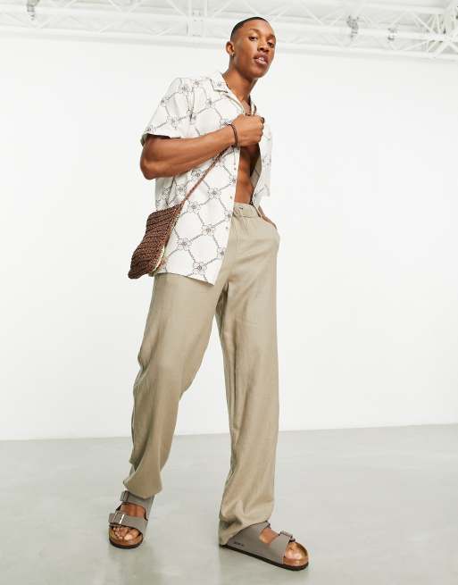 Regular Fit Brown Linen Pants