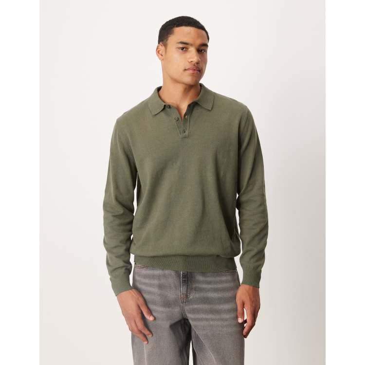 leinwande knit polo グリーン Buy Light Green Slim Fit Knitted Long Sleeve Polo Shirt from