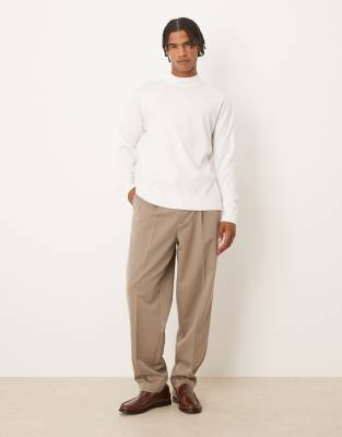 Asos Design Relaxed Long Sleeve Knit Turtle Neck Sweater In White