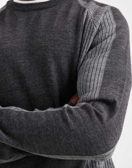 ASOS DESIGN relaxed long sleeve knitted crew neck jumper with raglan sleeve in grey, 5 of 5