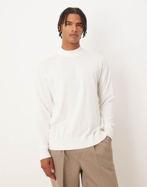 ASOS DESIGN relaxed long sleeve knitted turtle neck in white