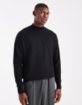 [ASOS DESIGN] ASOS DESIGN relaxed long sleeve knitted turtle neck t-shirt in black XS BLACK