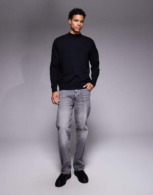 ASOS DESIGN relaxed long sleeve knitted turtle neck t-shirt in black, 2 of 5