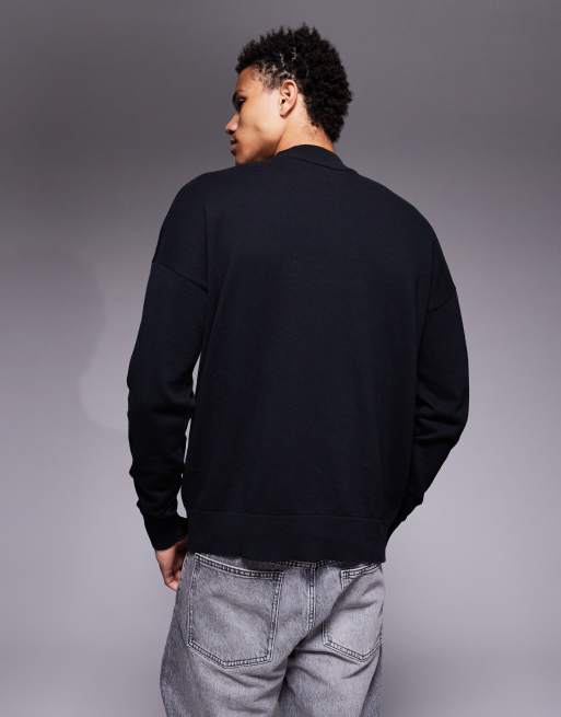 ASOS DESIGN relaxed long sleeve knitted turtle neck t-shirt in black, 3 of 5