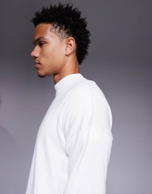 ASOS DESIGN relaxed long sleeve knitted turtle neck t-shirt in white, 4 of 5