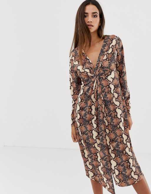 Asos snake print midi cheap dress