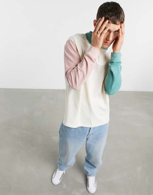 pastel color long sleeves polo