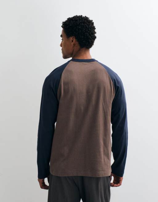 ASOS DESIGN relaxed long sleeve raglan t-shirt in washed brown, 4 of 5