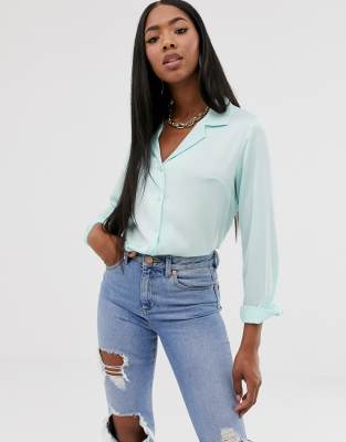 asos design relaxed satin long sleeve shirt