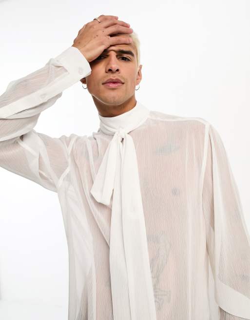 white dress shirt for bow tie Lay Down Collar Tux Shirt Men's