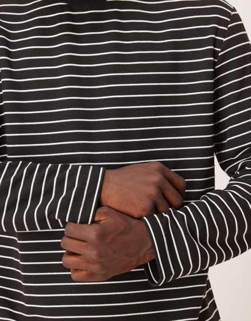ASOS DESIGN relaxed long sleeve t-shirt in black and white stripe