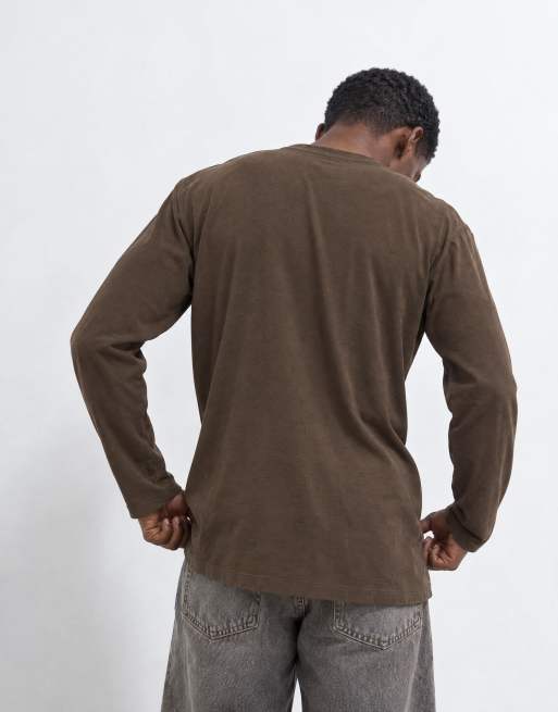 ASOS DESIGN relaxed long sleeve t-shirt in brown, 10 of 10