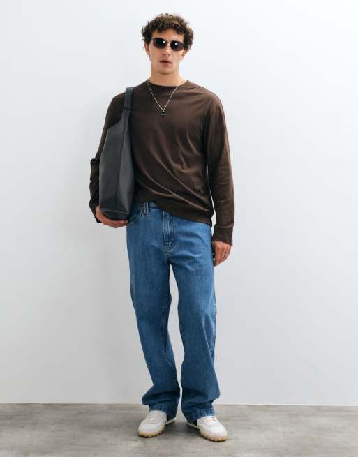 ASOS DESIGN relaxed long sleeve t-shirt in brown, 3 of 10