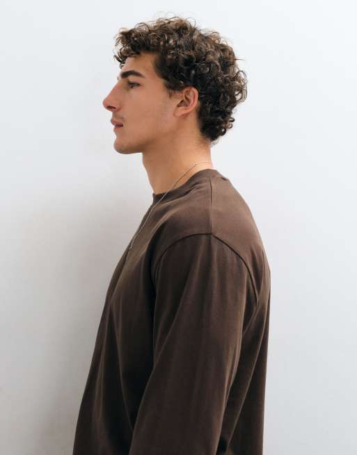 ASOS DESIGN relaxed long sleeve t-shirt in brown, 4 of 10
