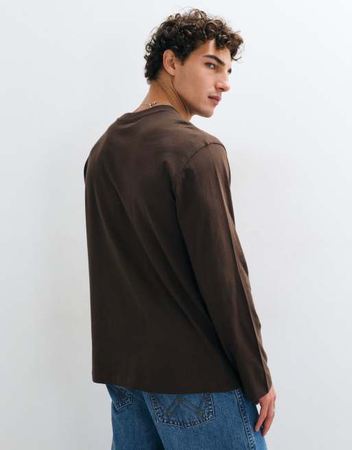 ASOS DESIGN relaxed long sleeve t-shirt in brown, 5 of 10