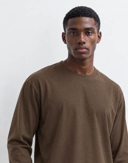 ASOS DESIGN relaxed long sleeve t-shirt in brown, 6 of 10
