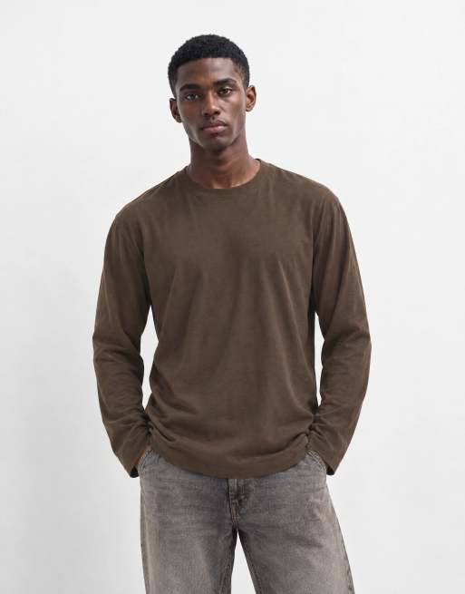 ASOS DESIGN relaxed long sleeve t-shirt in brown, 8 of 10