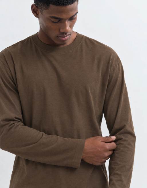 ASOS DESIGN relaxed long sleeve t-shirt in brown, 9 of 10