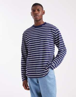 Asos Design Relaxed Long Sleeve T-shirt In Blue