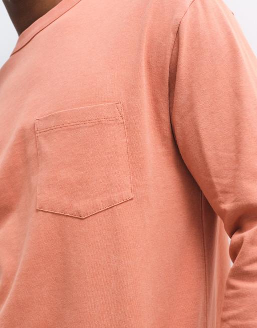 ASOS DESIGN relaxed long sleeve t-shirt in orange wash, 2 of 5