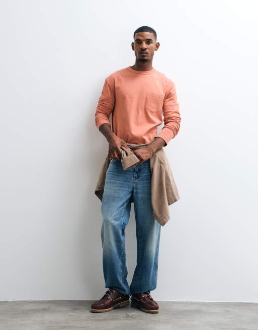 ASOS DESIGN relaxed long sleeve t-shirt in orange wash, 4 of 5