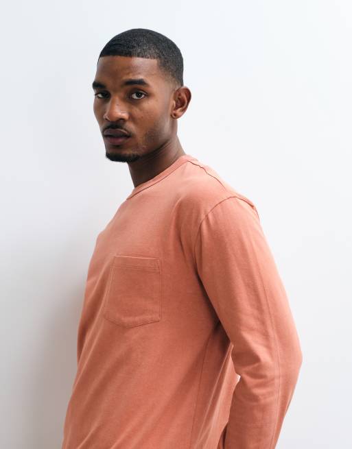 ASOS DESIGN relaxed long sleeve t-shirt in orange wash, 5 of 5