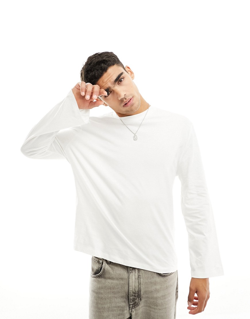 ASOS DESIGN relaxed long sleeve t-shirt in white