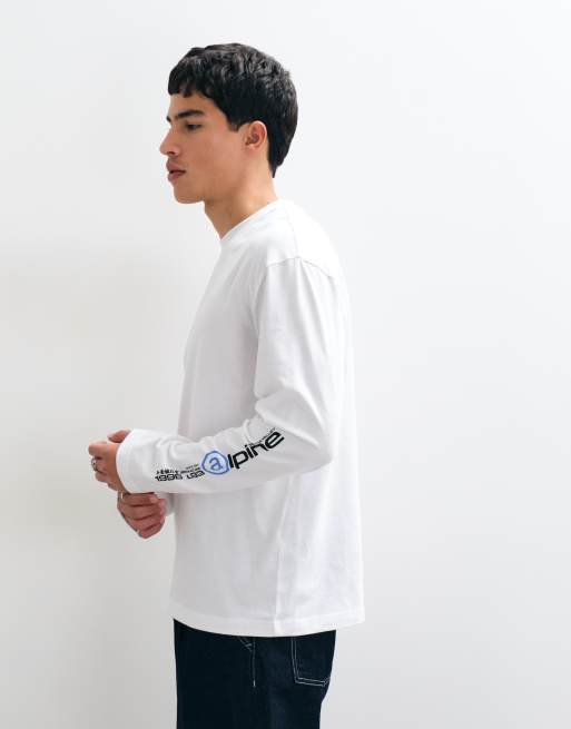 ASOS DESIGN relaxed long sleeve t-shirt with alpine graphic in white, 5 of 5