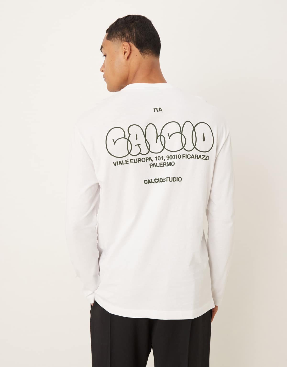ASOS DESIGN relaxed long sleeve t-shirt with back print in white