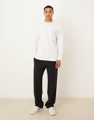 Asos Design Relaxed Long Sleeve T-shirt With Back Print In White