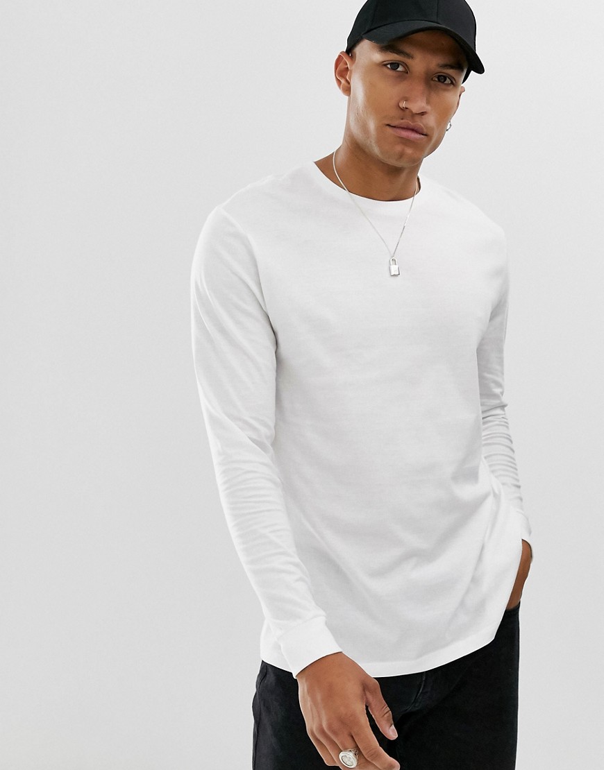 ASOS DESIGN relaxed long sleeve t-shirt with crew neck in white