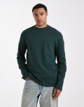 [ASOS DESIGN] ASOS DESIGN relaxed long sleeve t-shirt with pocket in green waffle M Darkest spruce