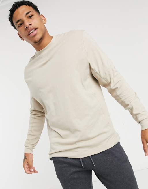 ASOS DESIGN relaxed long sleeve t-shirt with rib side panels in