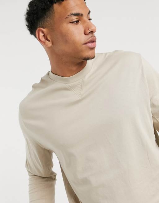 ASOS DESIGN relaxed long sleeve t-shirt with rib side panels in