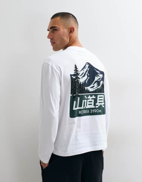 ASOS DESIGN relaxed long sleeve t-shirt with scenic print in white - view 1