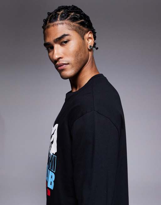ASOS DESIGN relaxed long sleeve t-shirt with ski sports graphic in black, 4 of 5