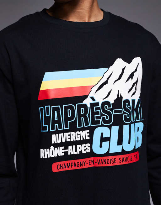 ASOS DESIGN relaxed long sleeve t-shirt with ski sports graphic in black, 5 of 5