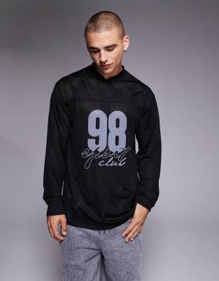 Asos Design Relaxed Long Sleeve T-shirt With Sports Graphic In Black