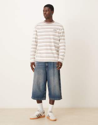 Asos Design Relaxed Long Sleeve T-shirt With Text Graphic In Multi