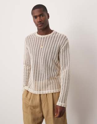 Asos Design Relaxed Long Sleeve T-shirt With Wide Neck In White
