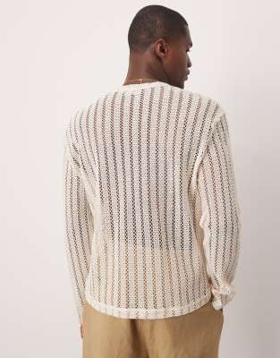 Asos Design Relaxed Long Sleeve T-shirt With Wide Neck In White