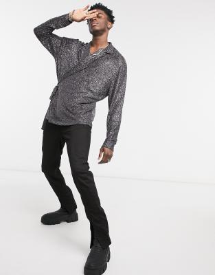 asos black wrap top