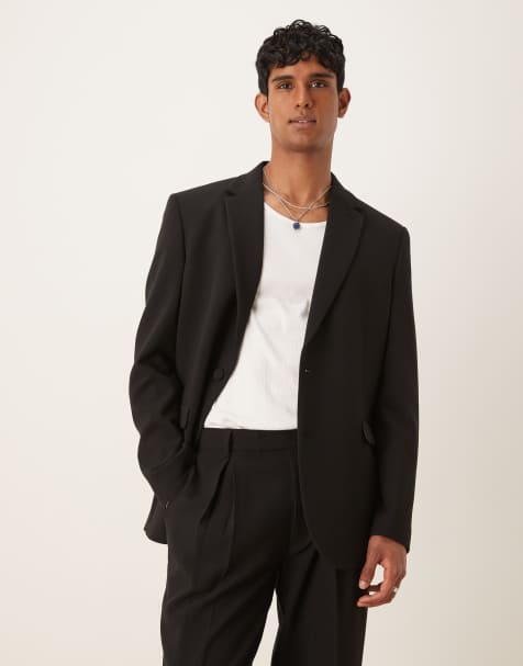 ASOS DESIGN relaxed longline suit jacket in black - view 1