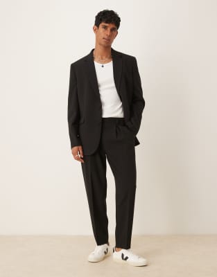 Asos Design Relaxed Longline Suit Jacket In Black